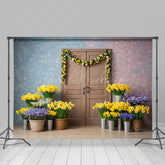 Lofaris Floral Wood Door Sweet Fresh Warm Spring Backdrop